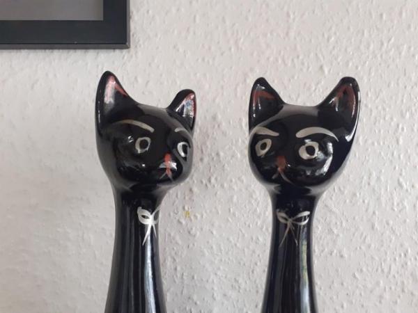 Image 10 of 1950s Cats Black China Vintage MCM Large 14" Tall ~ Pair