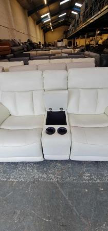 Image 14 of La-z-boy Empire white leather power Recliner Sofa