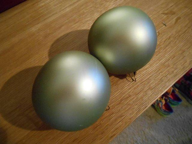 Preview of the first image of Three Pale Green Glass Xmas Tree Balls.