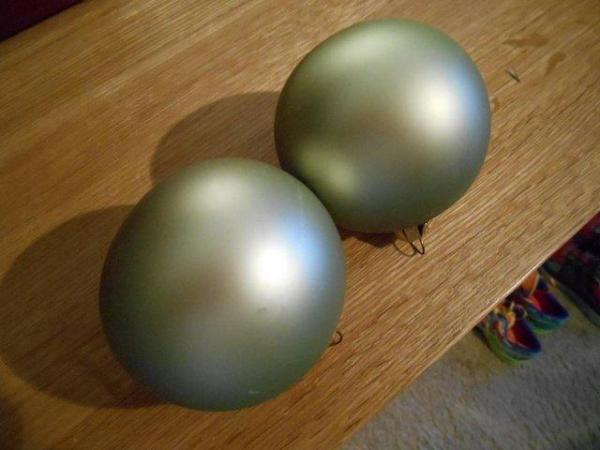 Image 1 of Three Pale Green Glass Xmas Tree Balls