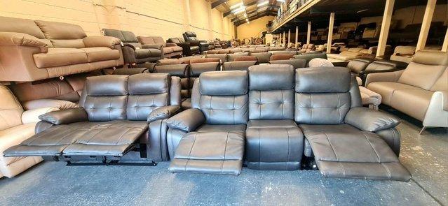 Image 16 of La-z-boy El Paso grey leather recliner 3+2 seater sofas
