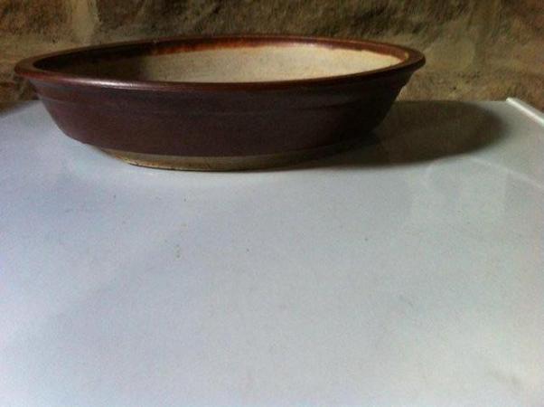 Image 3 of Dark tan English Studio Bonsai dish (S25)
