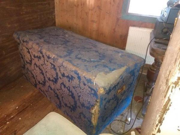 Image 1 of Retro timber storage Trunk/Chest/Box overlaid with fabric