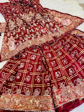 Image 2 of Beautiful Gharchola saree in maroon red with diamanté detail