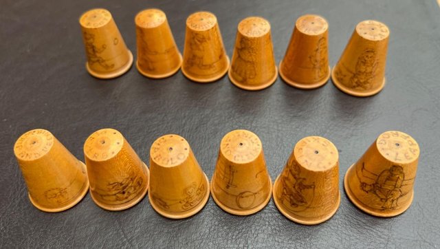 Image 3 of Collectors Retro Wooden Thimbles Set with pyrography