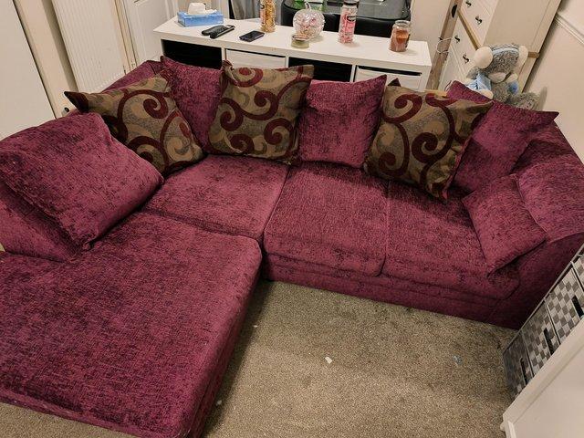 Preview of the first image of Purple corner sofa for sale ex cond.