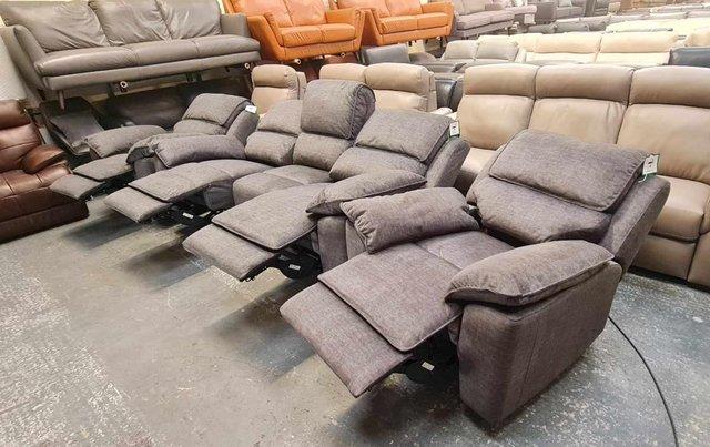 Image 16 of Goodwood grey fabric recliner 3 seater sofa and 2 armchairs