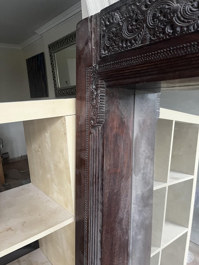 Preview of the first image of Beautiful solid wood frame with full length mirror. Antique.