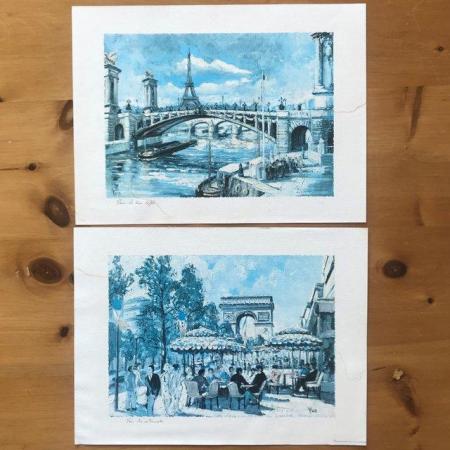 Image 1 of 2 vintage prints of Paris, Yvo.Tour Eiffel & Arc de Thriompe