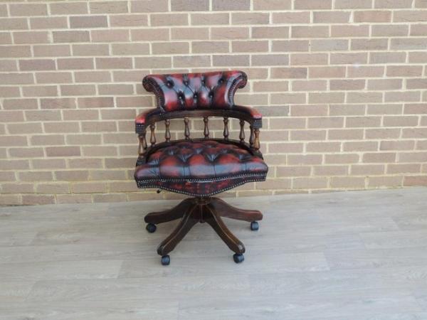 Image 3 of Dark Ox Blood Fully Buttoned Captains Chair (UK Delivery)