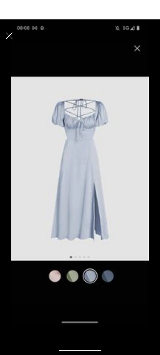 Preview of the first image of Cider satin blue lace up midi dress, 12-14 unworn £30.