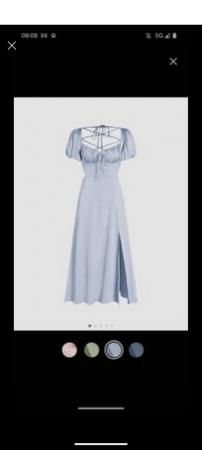Image 1 of Cider satin blue lace up midi dress, 12-14 unworn £30