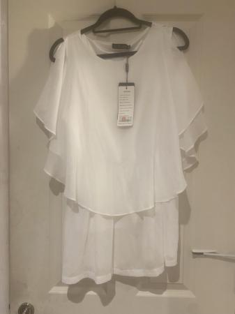 Image 1 of (New) Chiffon lined white blouse. Size 18