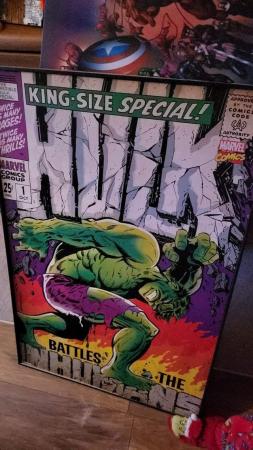 Image 1 of Large Hulk picture in frame