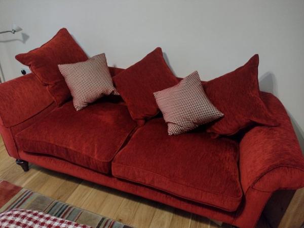 Image 2 of Sofas and Stuff Large Comfortable Red Scatterback Sofa - VGC