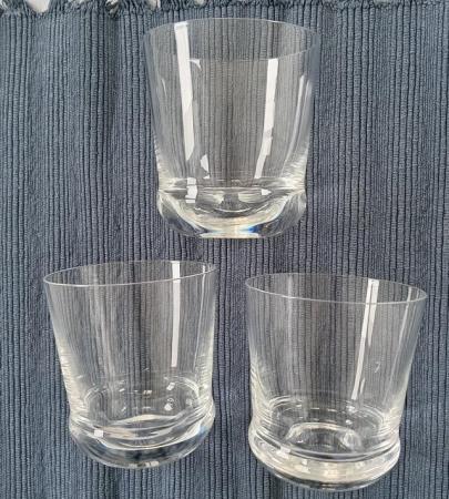 Image 1 of Set of 3 Plain Glass Whiskey Tumblers.  Vintage.