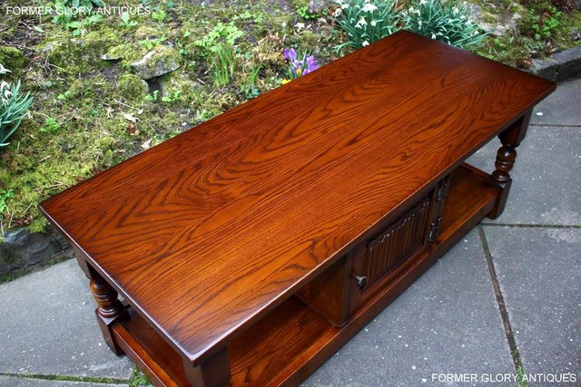 Image 49 of OLD CHARM LIGHT OAK LONG WINE COFFEE TABLE CABINET TV STAND