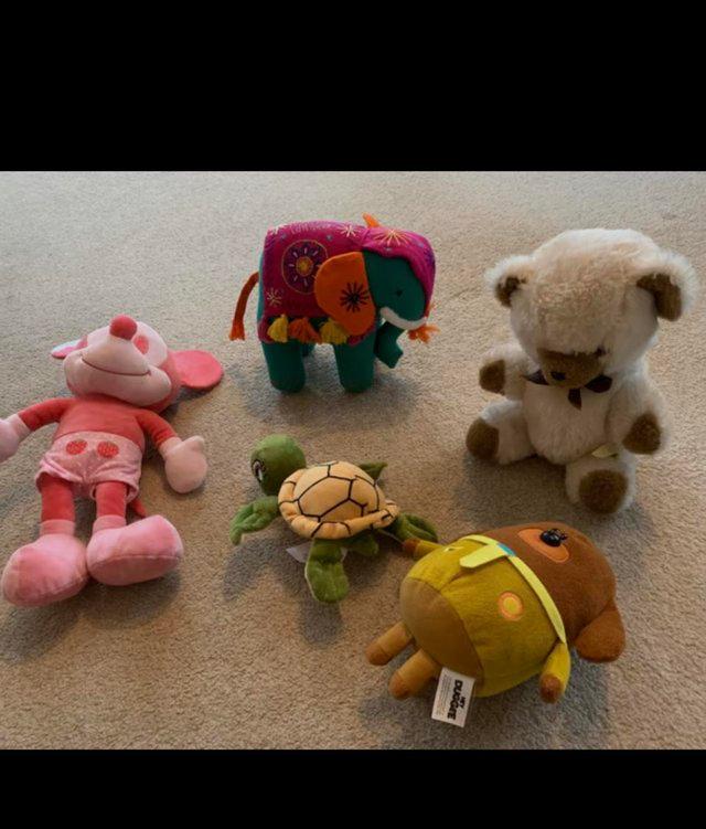 Preview of the first image of Buy two & 3rdSoft toys, teddy, mini mouse, turtle, elephant.