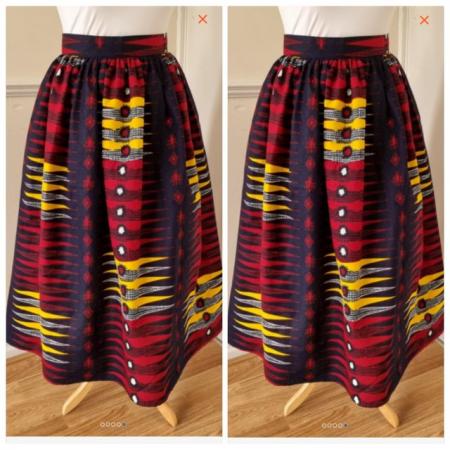 Image 2 of Ankara Cotton Pleated Skirt