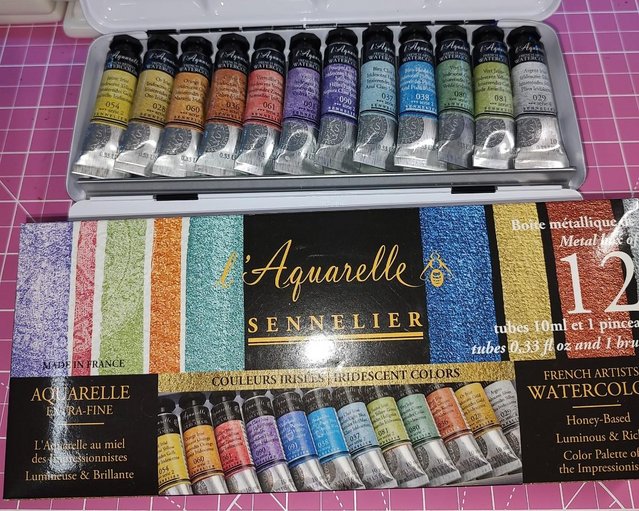 Preview of the first image of Sennelier Iridescent Metal Box Watercolour Paints.
