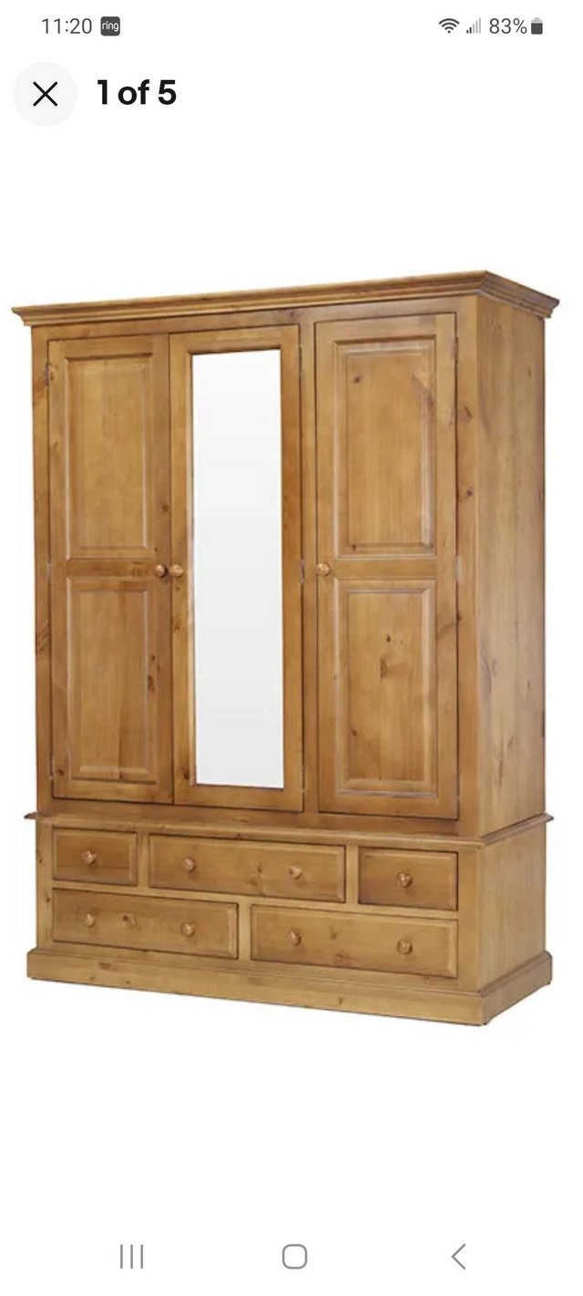 Preview of the first image of Solid pine wardrobe with mirror.