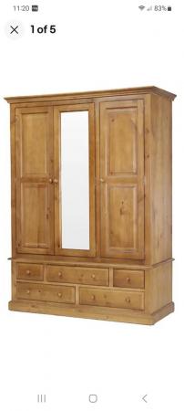 Image 1 of Solid pine wardrobe with mirror