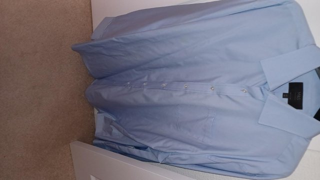 Preview of the first image of Blue formal long sleeve shirt XL collar size 17.