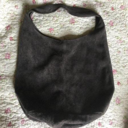 Image 2 of BORSE IN PELLE Dark Grey Suede Leather LARGE Slouch Hobo Bag