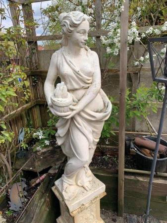Image 1 of Garden Ornament of Girl on Pedestal