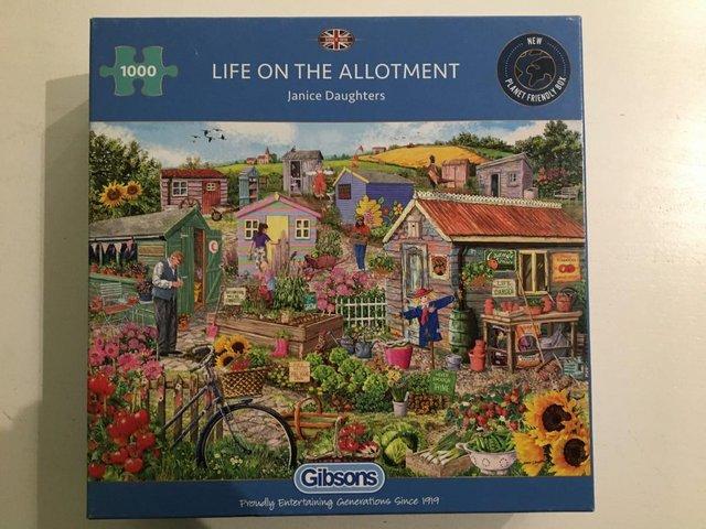 Preview of the first image of Gibson 1000 piece jigsaw titled Life on the Allotment.