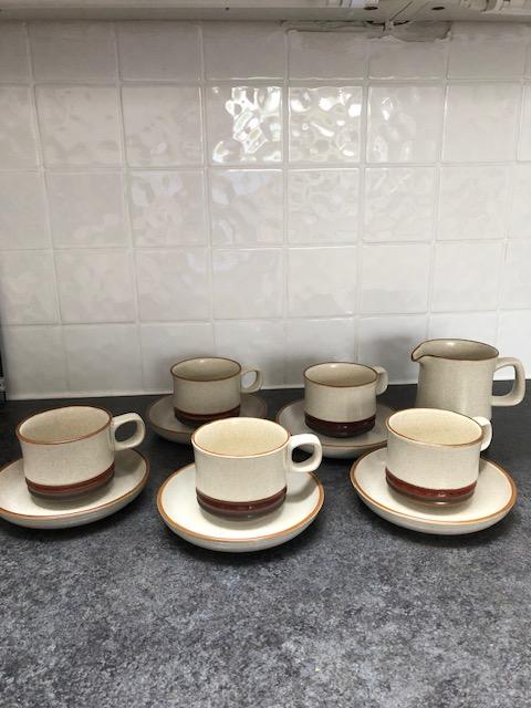 Preview of the first image of 7 x Denby Coffee Cups and Saucers plus 1 Cream Jug.