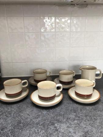 Image 1 of 7 x Denby Coffee Cups and Saucers plus 1 Cream Jug
