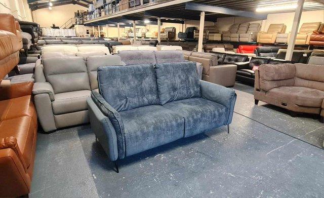 Image 6 of Bolzano blue fabric electric recliner 2 seater sofa
