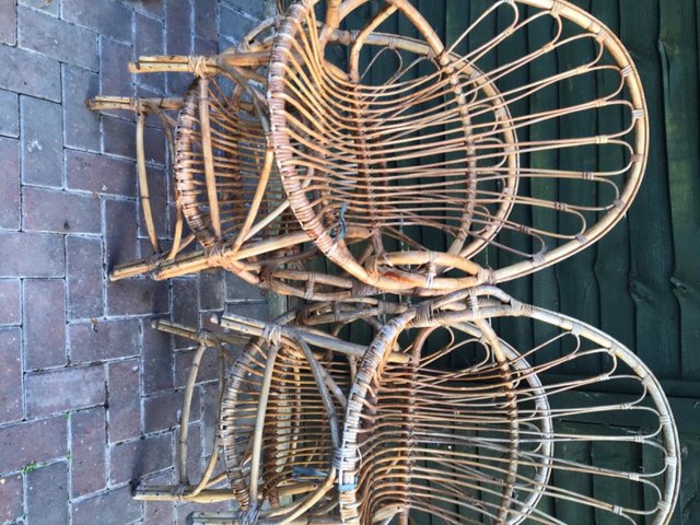 Preview of the first image of 4 Wicker garden chairs £25 with cushions £35.