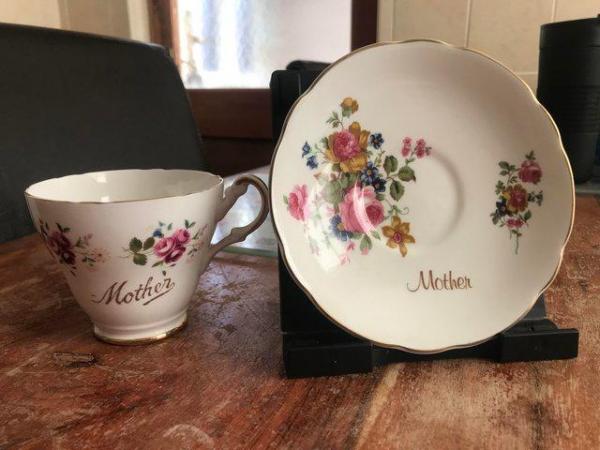 Image 3 of Bone china mother cup and saucer