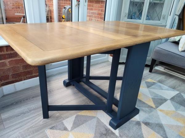 Image 1 of Upcycled Oak drop-leaf table