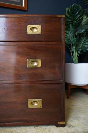 Image 9 of Mid Century Bevan Funnell Military Campaign Mahogany Drawers