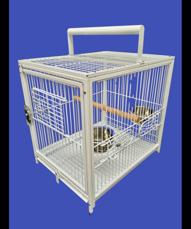 Preview of the first image of Parrot Supplies Premium Parrot Travel Cage - White.