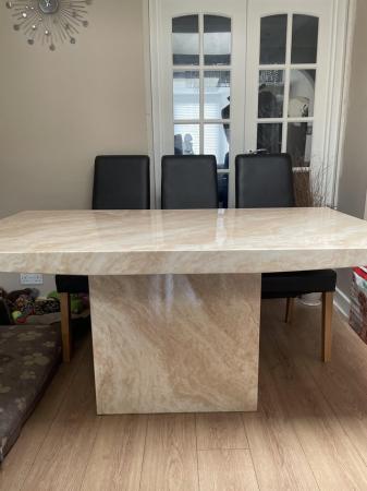 Image 3 of Cream marble effect dining table (with or without chairs)