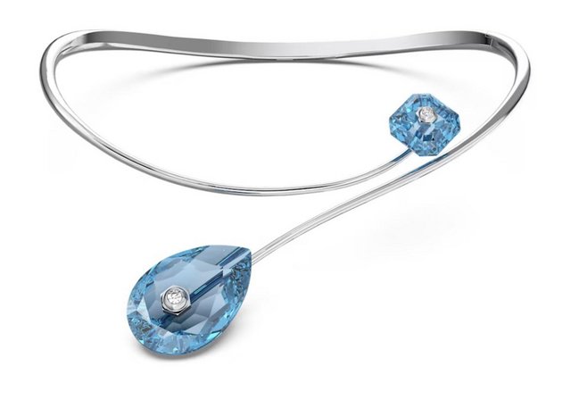 Preview of the first image of Numina necklace Blue, Rhodium plated.