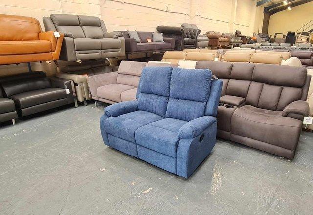 Image 8 of New Pancho blue fabic manual recliner 2 seater sofa