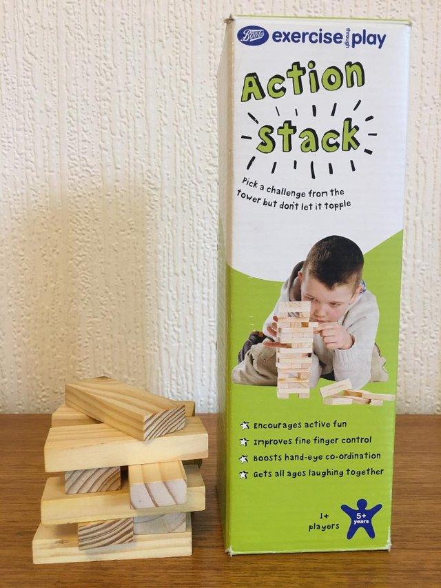 Preview of the first image of QUALITY TRADITIONAL WOODEN JENGA ACTION STACK GAME-5YRS +.