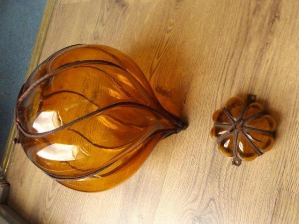 Image 1 of Large Vintage Amber Glass Light Shade