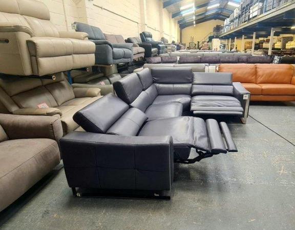 Image 5 of Torres blue leather electric recliner corner sofa
