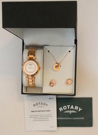 Image 2 of Rotary Ladies Watch Necklace Earring Set New