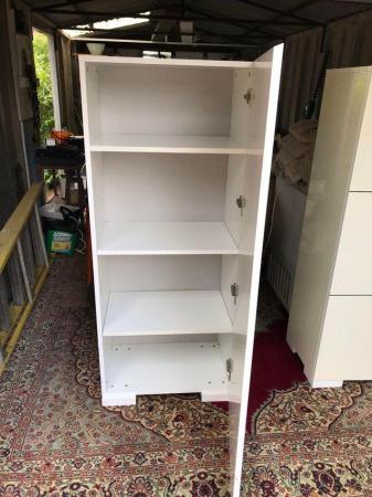 Image 2 of Tall white MDF floor standing cupboard