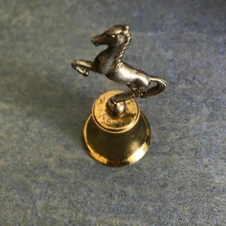 Image 2 of Vintage brass plated horse bell. No clapper, repaired