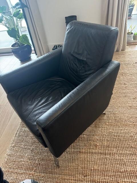 Preview of the first image of BoConcept Black Leather Fly Chair.