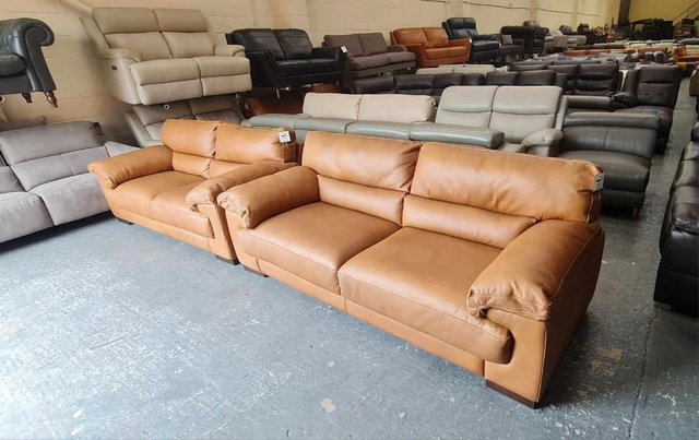 Image 7 of Santino apollo tan leather 3+2 seater sofas