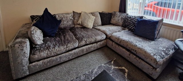 Image 1 of DFS Xara Crushed Velvet Left Corner Sofa